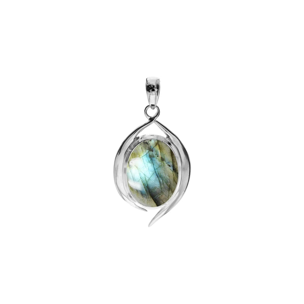 Labradorite Oval Pendant Sterling Silver 925 Hallmarked All Chain Lengths