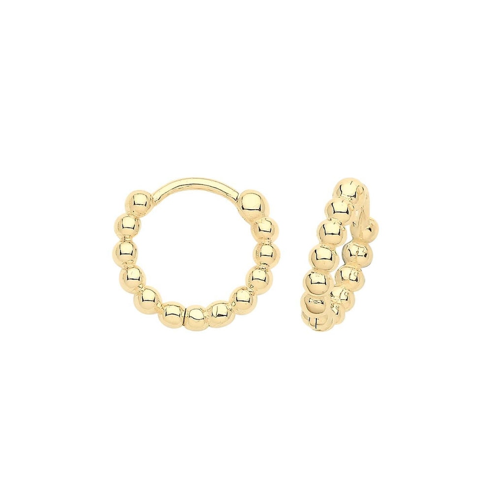 9ct Yellow Gold Bobble Hoop Earrings British Made 375 Hallmarked Brand New Boxed