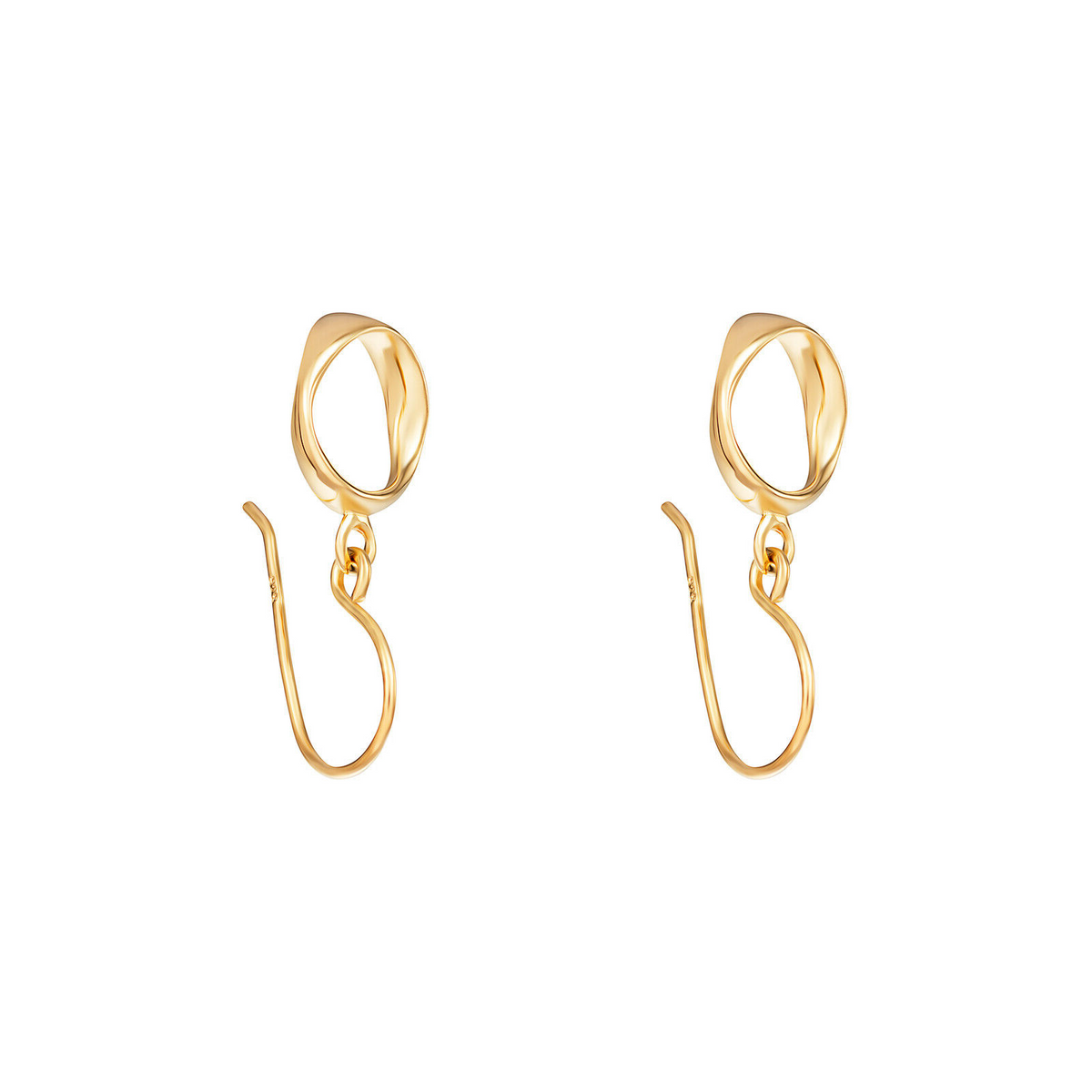 Twist Hook Drop Earrings 9ct yellow Gold Plated Hallmarked British Made