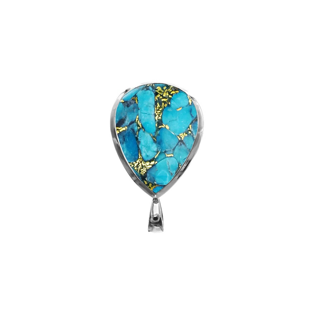 Turquoise Flush Teardrop Pendant Sterling Silver 925 Hallmark All Chain Lengths