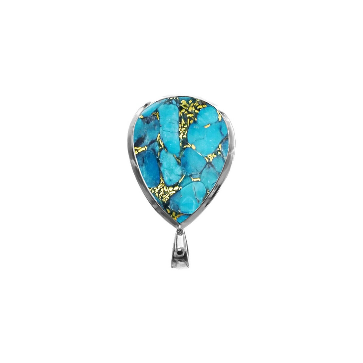 Turquoise Flush Teardrop Pendant Sterling Silver 925 Hallmark All Chain Lengths