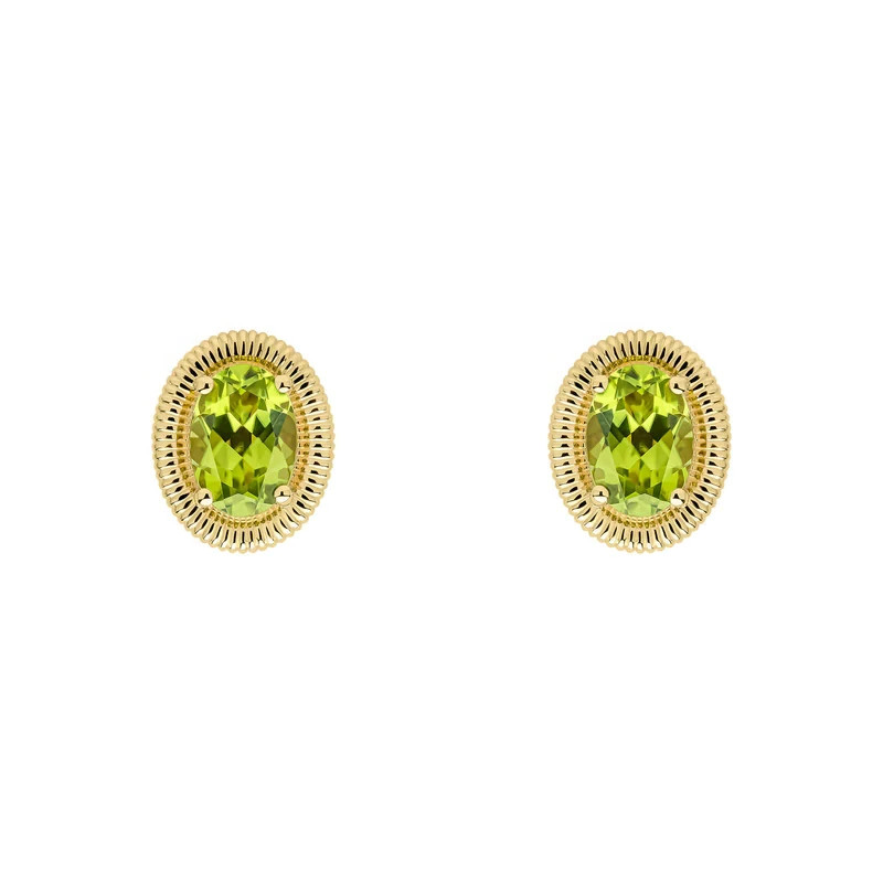 Vintage Oval Peridot Stud Earrings 9ct Yellow Gold 375 Hallmarked British Made