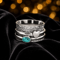 Double Heart Turquoise Spinner Ring Sterling Silver 925 Hallmarked Size K - T