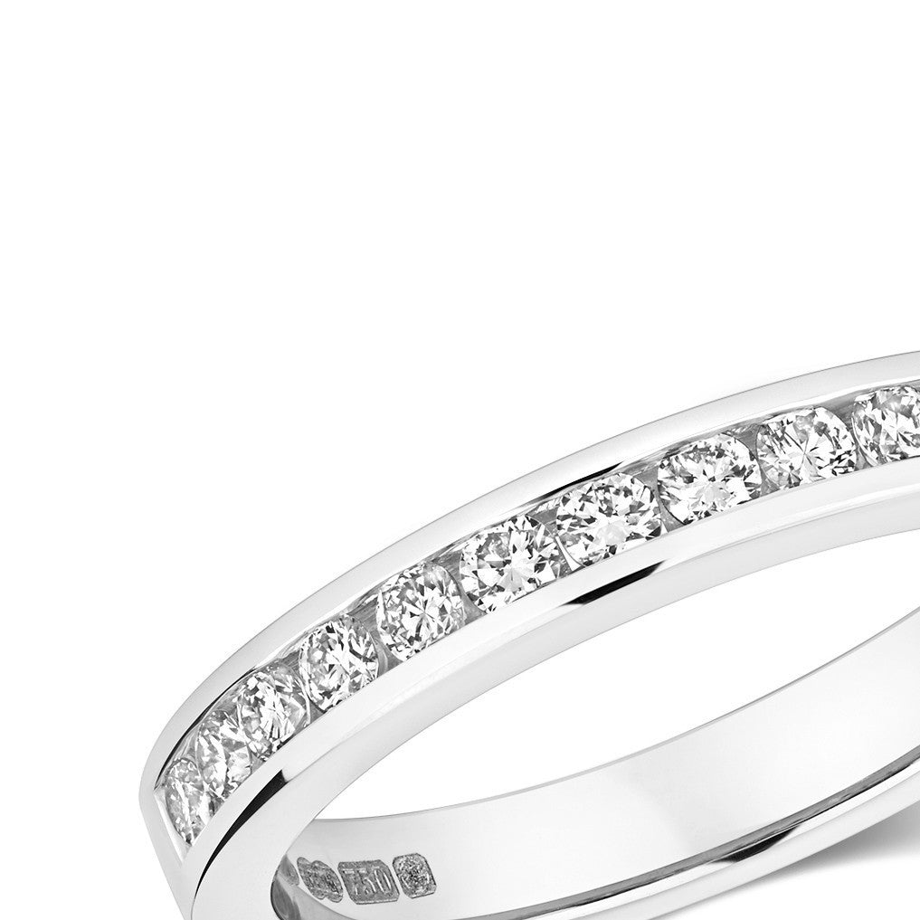 Channel Set Natural Diamond Eternity Ring 18ct White Gold Hallmarked Sizes J - Q