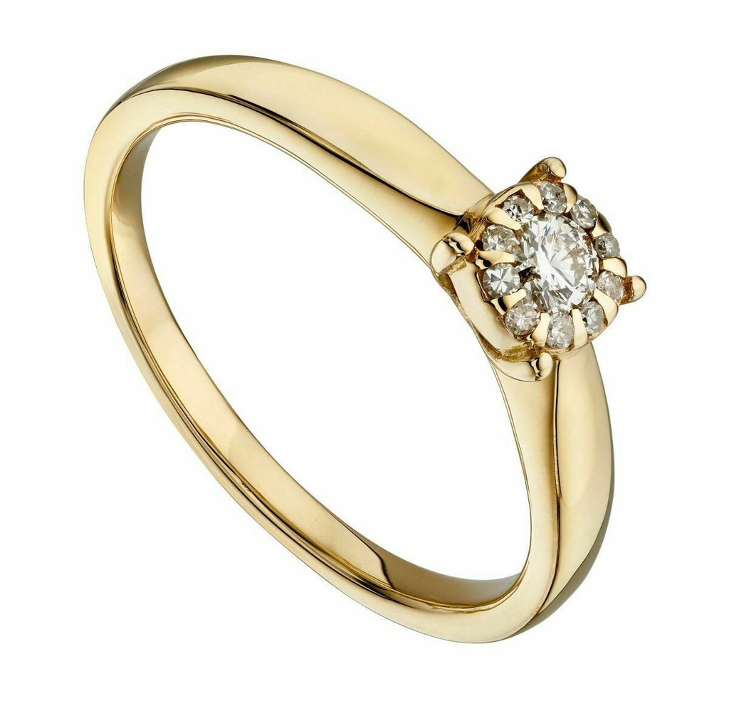 Natural Diamond Cluster Ring in Solid 9ct Yellow Gold 375 Hallmarked
