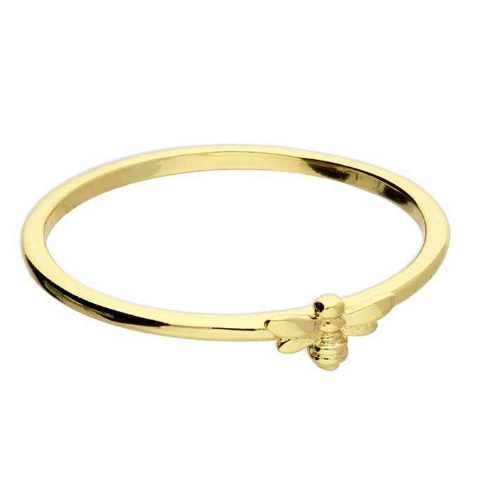 Bee Ring 14ct Yellow Gold Plated Hallmarked British Made Size L - S