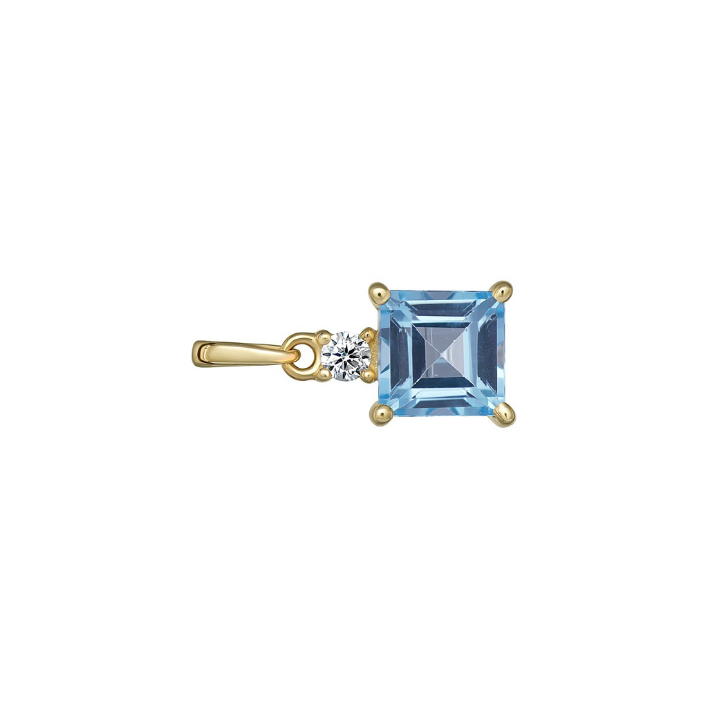 Cushion Natural Blue Topaz 9ct Yellow Gold Pendant Hallmarked All Chain Lengths