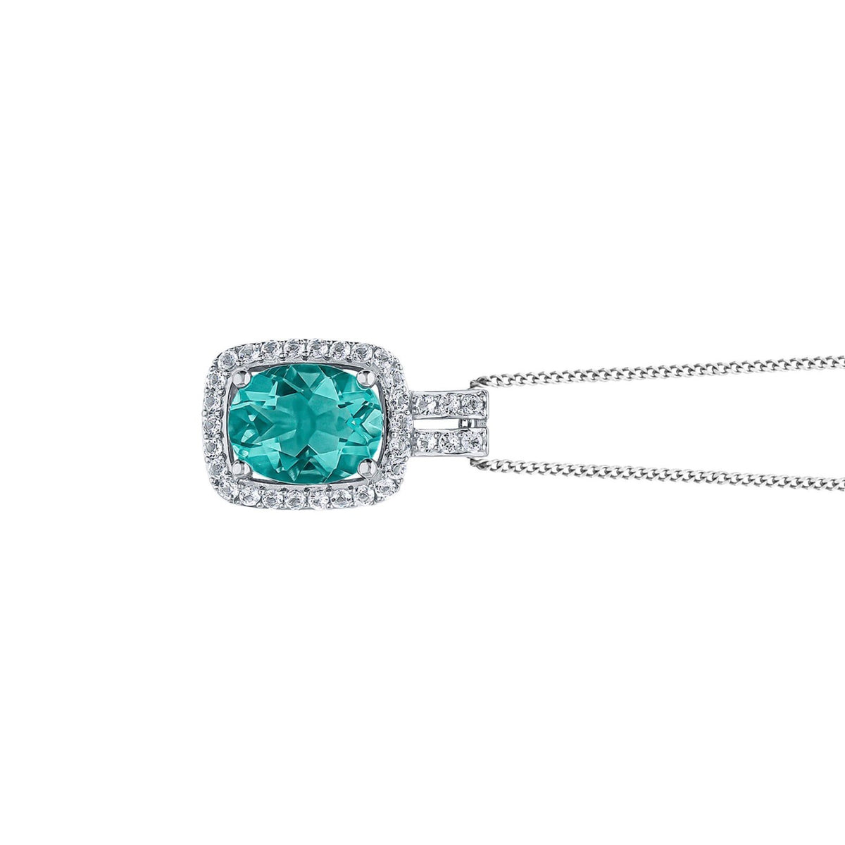 Blue Flourite And White Topaz Pendant 9ct Yellow Gold 375 Hallmark British Made