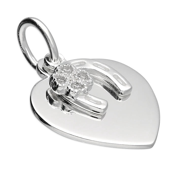 Heart & Horseshoes Pendant Sterling Silver 925 Hallmarked All Chain Lengths