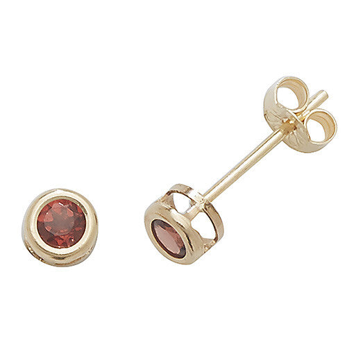 Yellow Gold Garnet Earrings Solitaire Natural Stone 375 9 Carat New Boxed