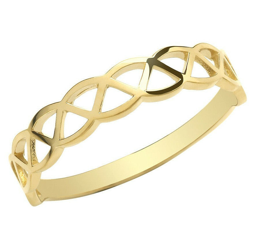Celtic Band Ring 9ct Yellow Gold Hallmarked Sizes J - S British Made