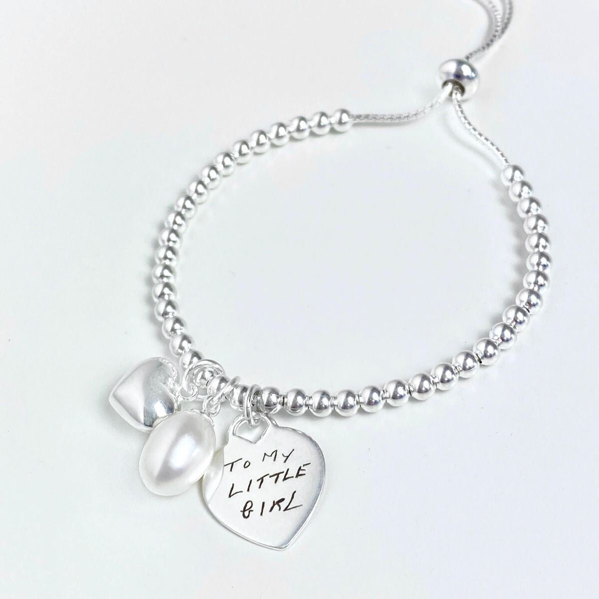 Heart & Pearl Tag Bracelet Sterling Silver 925 Hallmarked Brand New Boxed