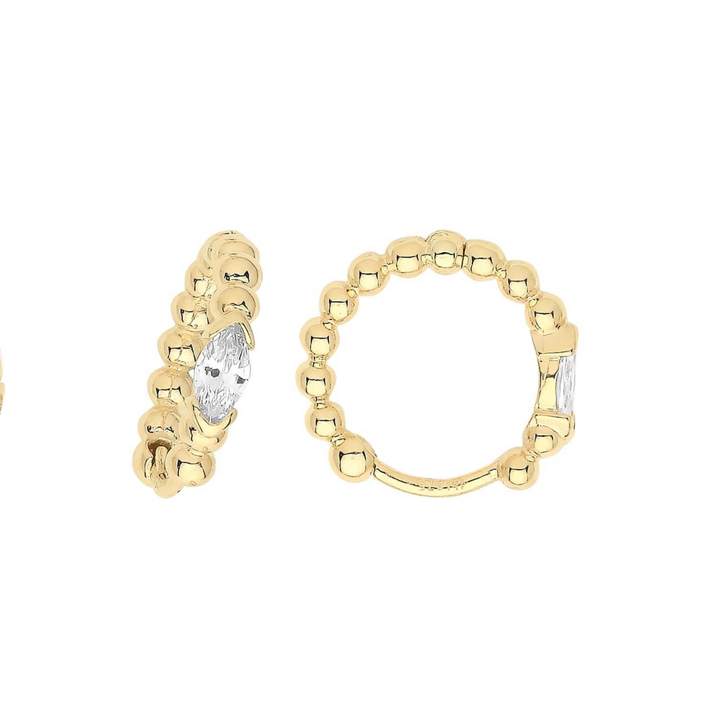 9ct Yellow Gold Marquise Hoop Earrings British Made 375 Hallmark Brand New Boxed