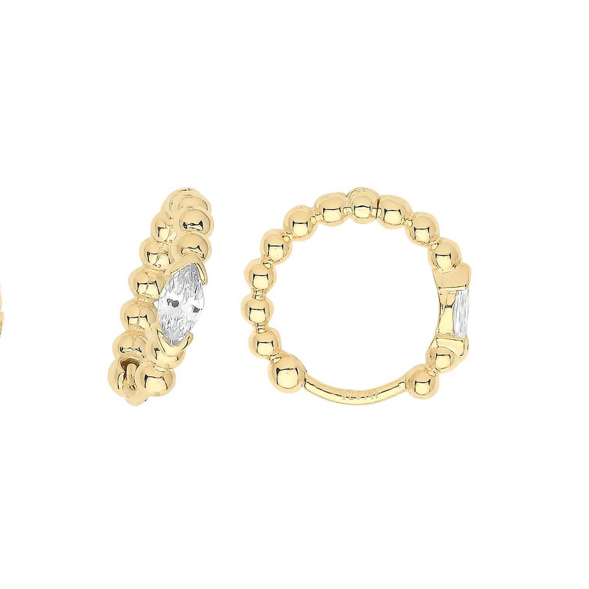 9ct Yellow Gold Marquise Hoop Earrings British Made 375 Hallmark Brand New Boxed