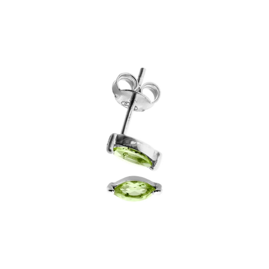 Natural Peridot Marquise Stud Earrings Sterling Silver 925 Hallmarked