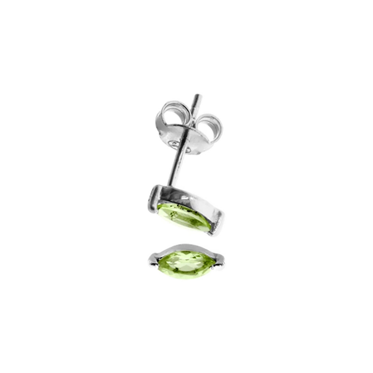 Natural Peridot Marquise Stud Earrings Sterling Silver 925 Hallmarked
