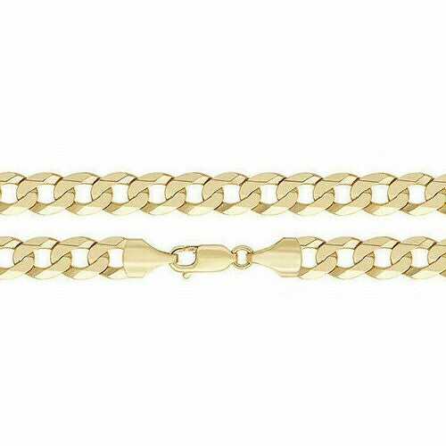 Yellow Gold Flat Bevelled Curb Chain British Made Hallmarked 20" Weight 29 Grams