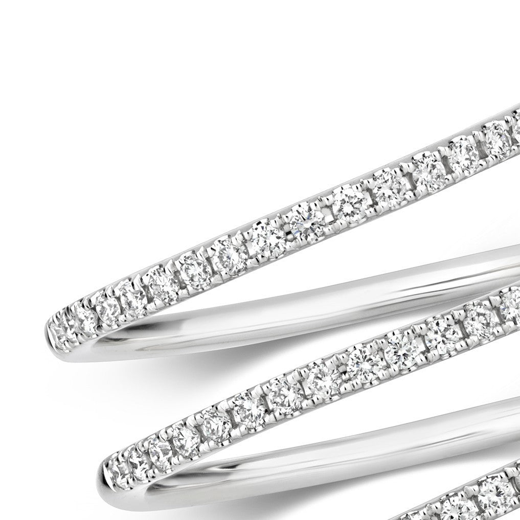 51 Natural Diamond Sprial Wrap Ring 18ct White Gold Hallmarked Sizes J - Q