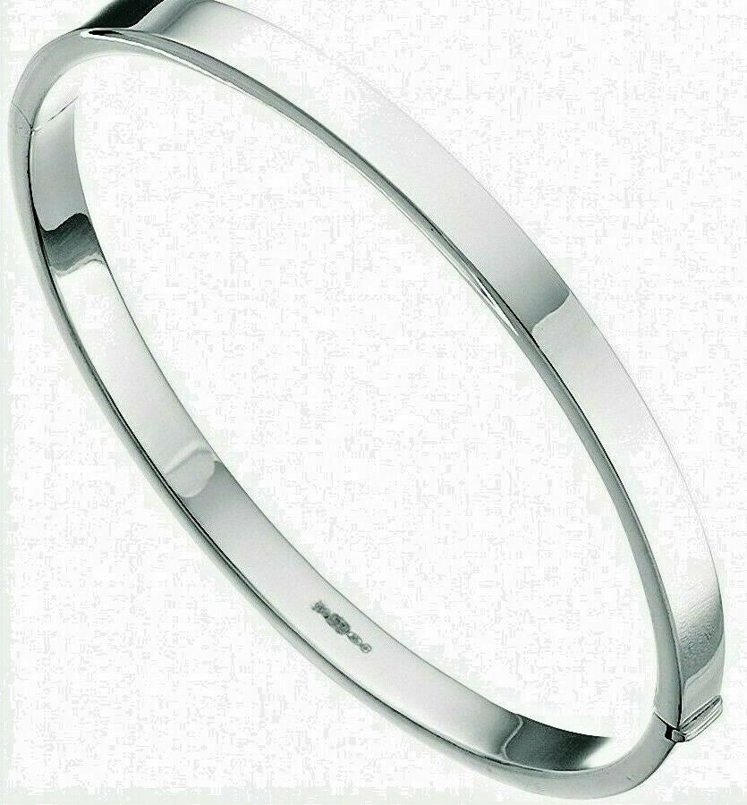 Square Cut Hinged Bangle Sterling Silver 925 Hallmark Free Engraving Service