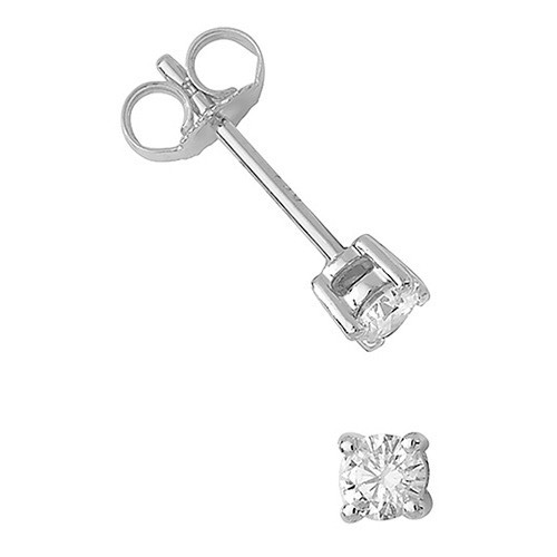 Natural Diamond Stud Solitaire Earrings 18ct White Gold Hallmarked British Made
