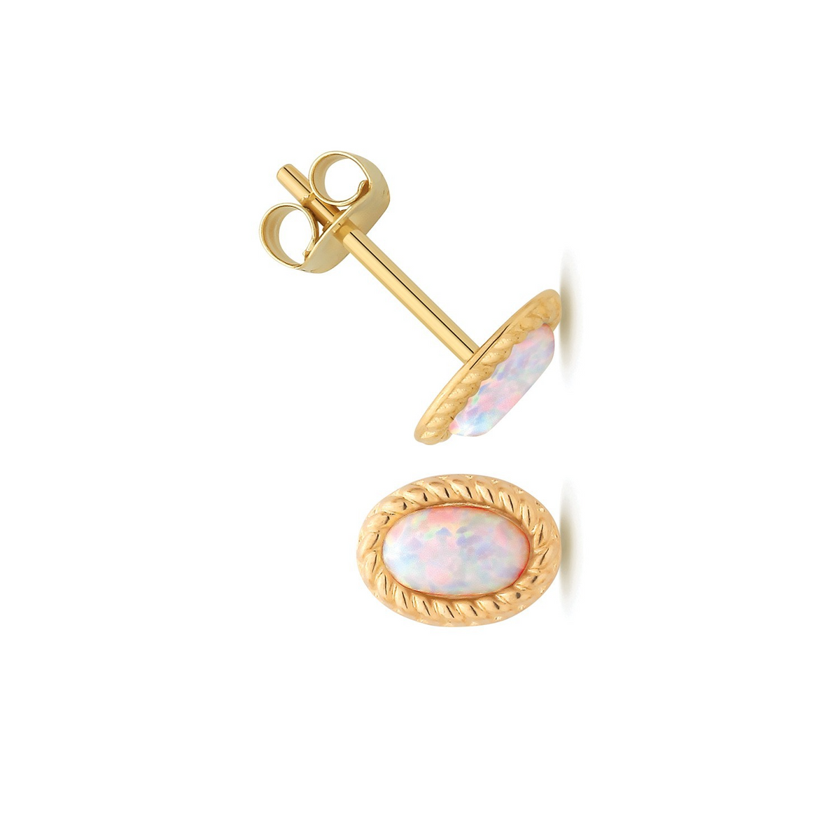 Vintage Halo Opal Stud Earrings 9ct Yellow Gold 375 Hallmarked Brand OpNew Boxed