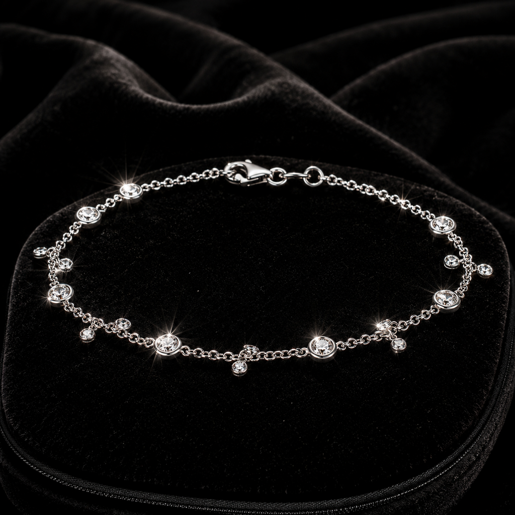 Flush 16 Natural Diamond 18ct White Gold Bracelet 375 Hallmarked British Made