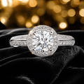 Sterling Silver Halo Ring Engagement Gemstone 925 Hallmarked Size J - T