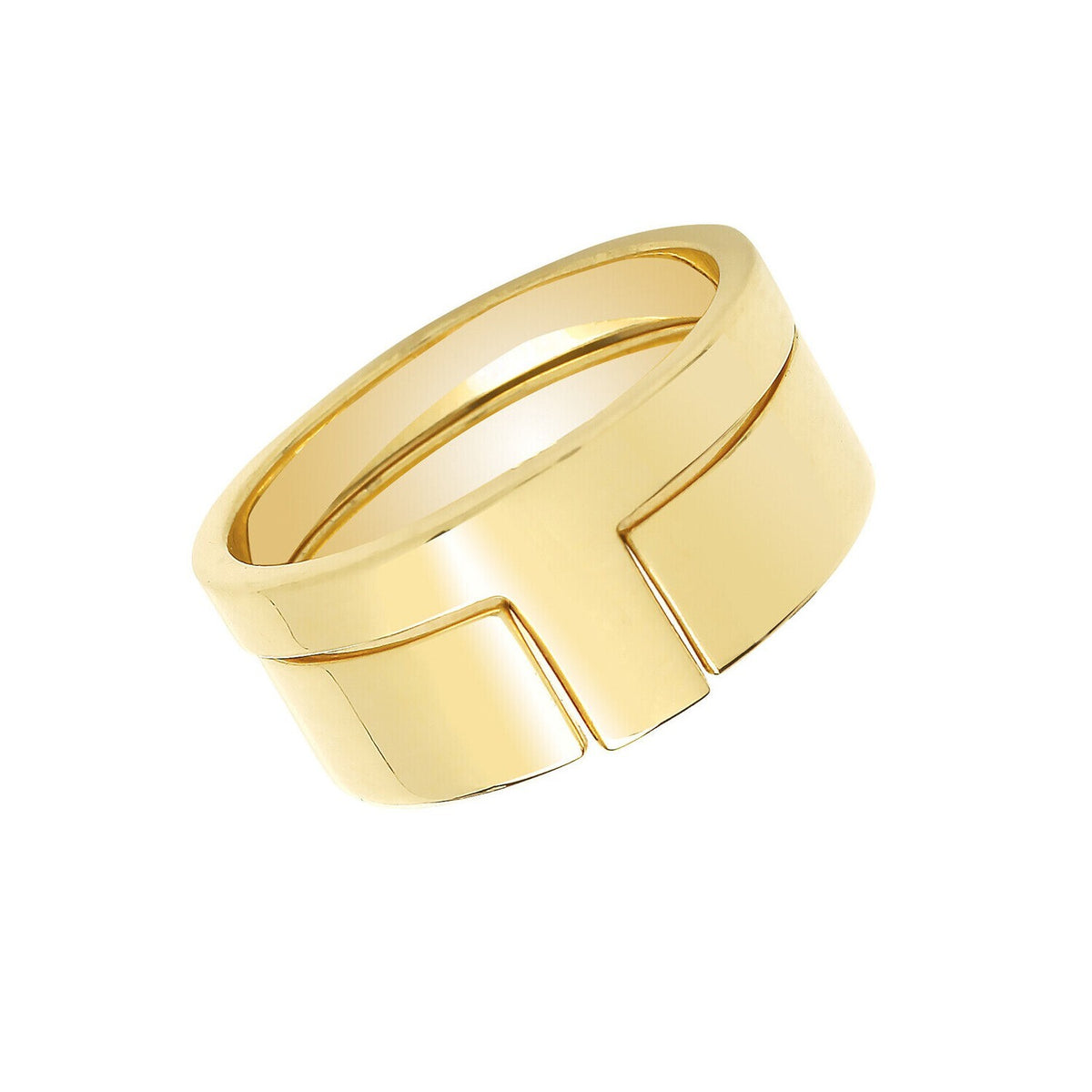 Sterling Silver Ring Interlocking Gold Plated 925 Hallmarked Size H - T