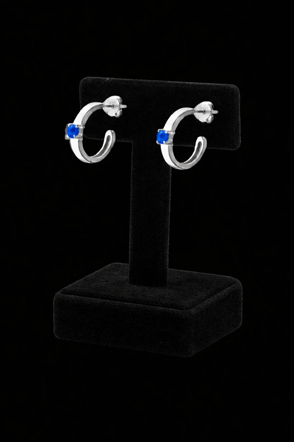 Lapis Lazuli Huggie Hoop Earrings Sterling Silver 925 Hallmarked Brand New Boxed