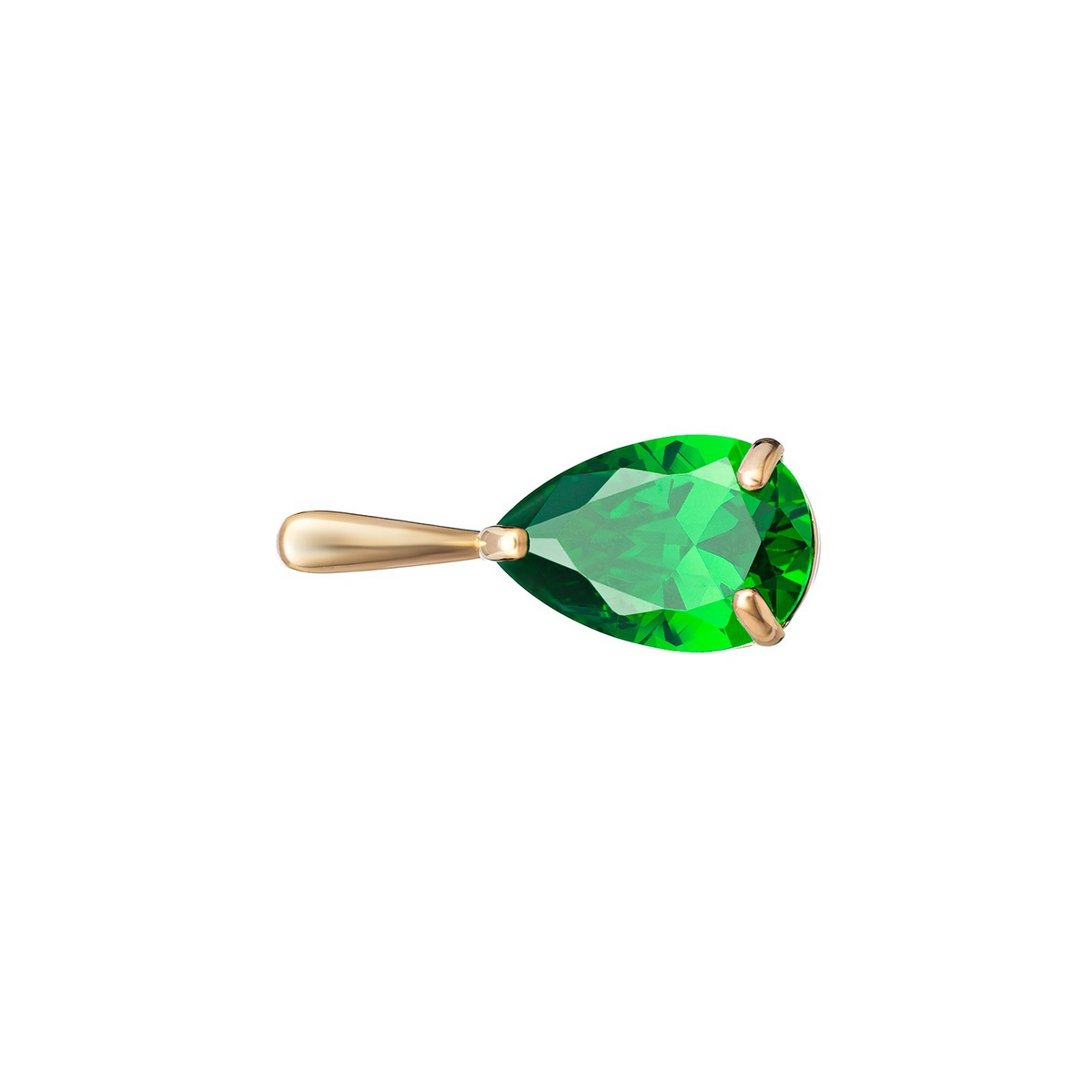 Yellow Gold Emerald Teadrop Pendant Hallmarked British Made All Chain Lengths