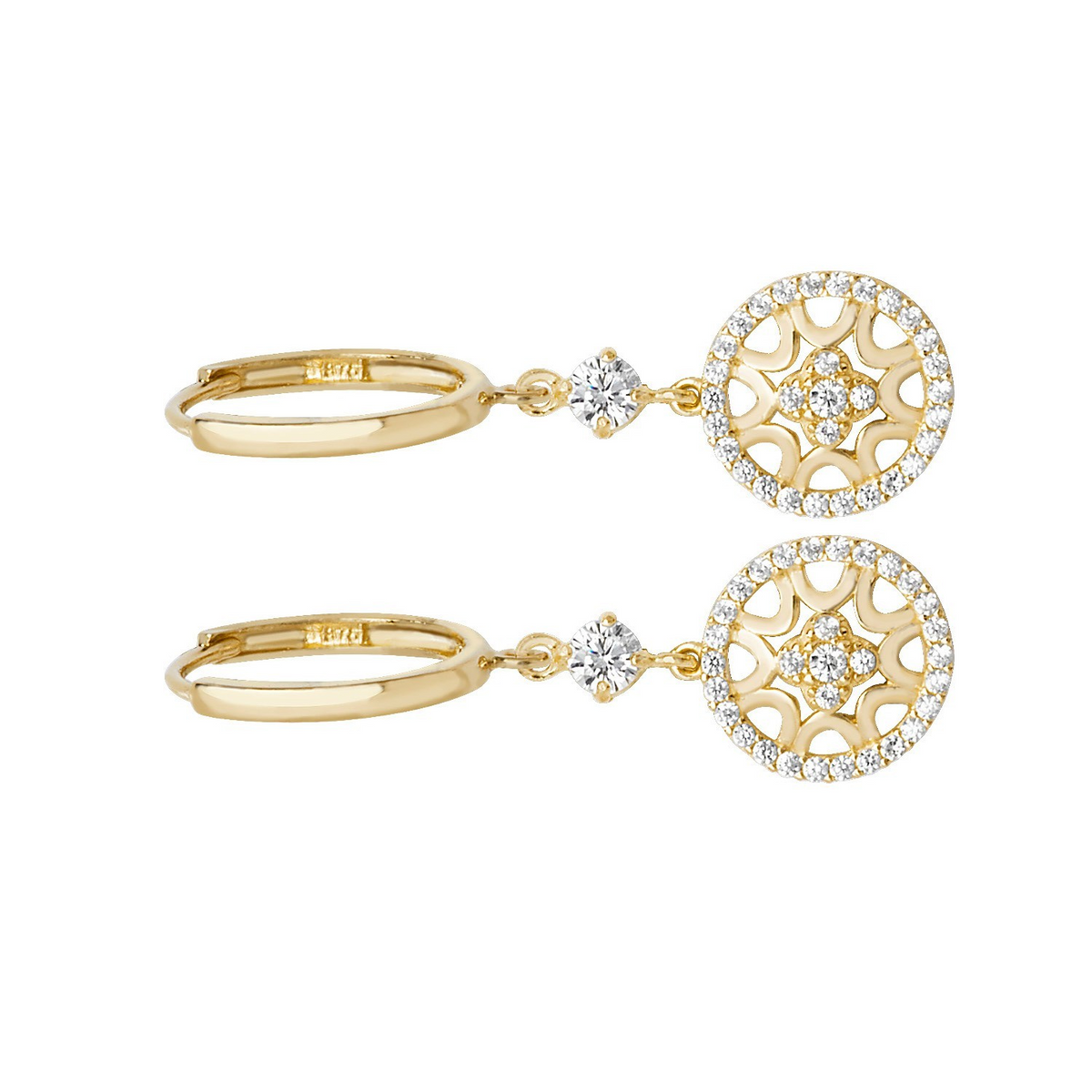 28 Stone Drop Hoop Earrings 9ct Yellow Gold 375 Hallmarked Brand New Boxed