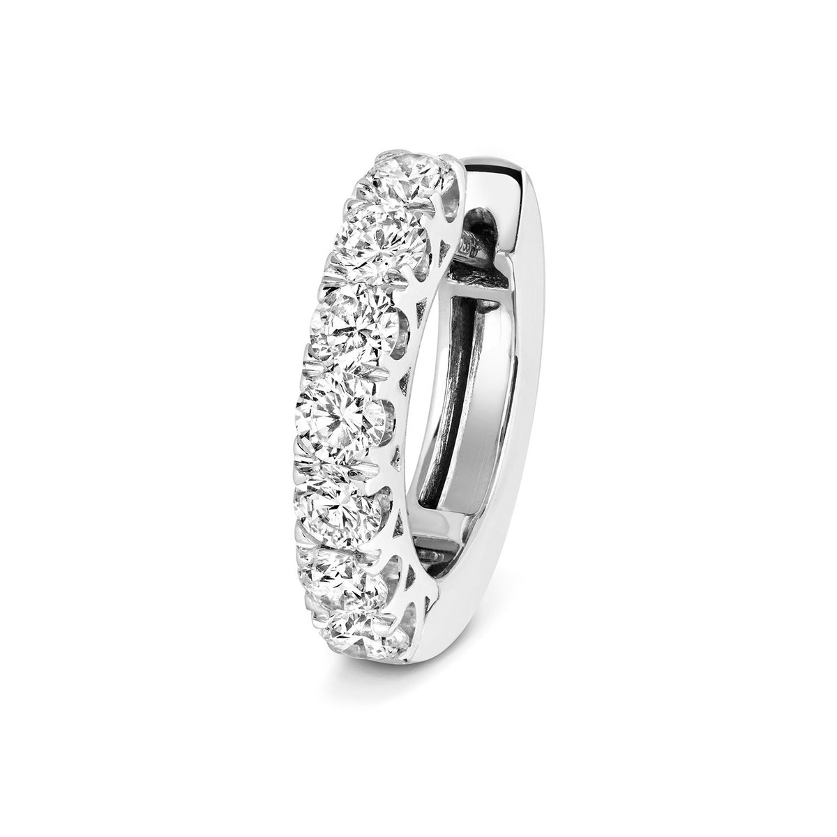 7 Natural Diamond Hoop Earrings 18ct White Gold Hallmarked British Made