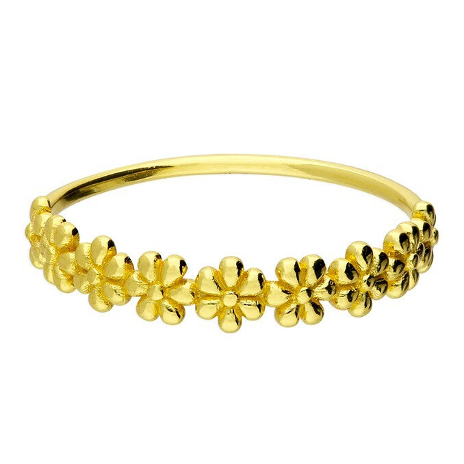 Flower Beads Ring 14ct Yellow Gold Plated Hallmarked British Made Size K - R