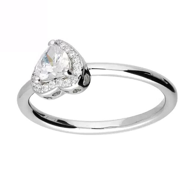 Halo Heart Ring Sterling Silver 925 Hallmarked British Made Size L - R