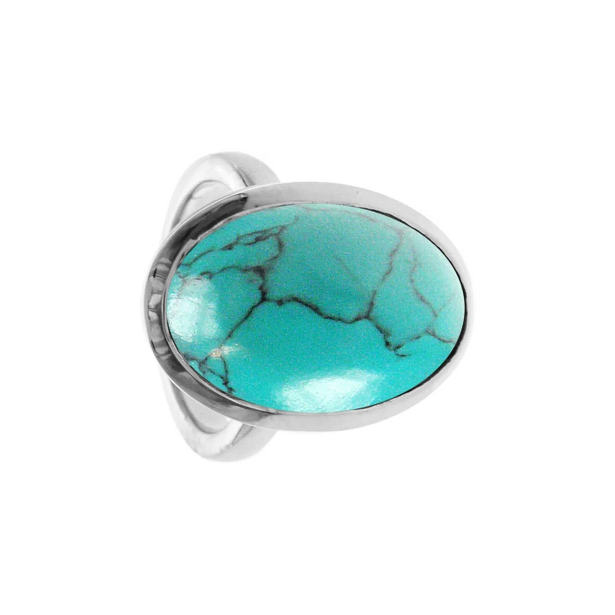 Oval Turquoise Ring Sterling Silver 925 Hallmarked British Made Size K - T