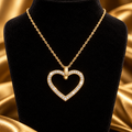 Ladies Channel Set Heart Necklace 9ct Yellow Gold 375 Hallmarked British Made