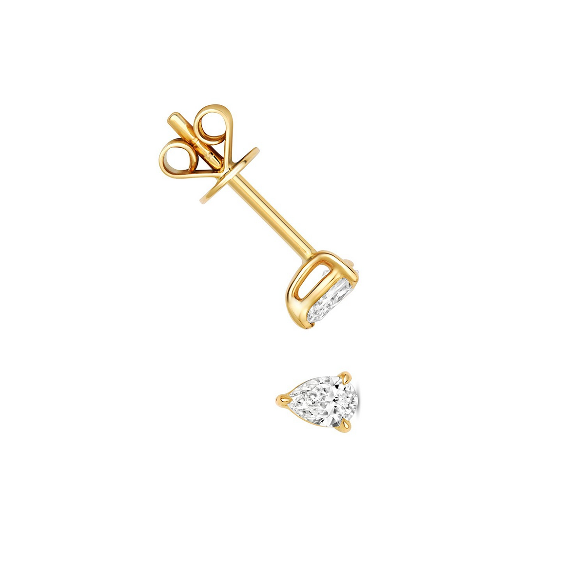 Natural Diamond Pear Stud Earrings 18ct Yellow Gold Hallmarked British Made