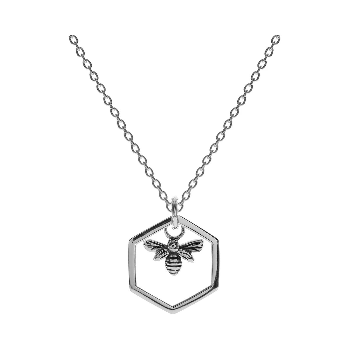 Honeycombe Bumble Bee Necklace Solid Sterling Silver 925 Hallmarked British Made