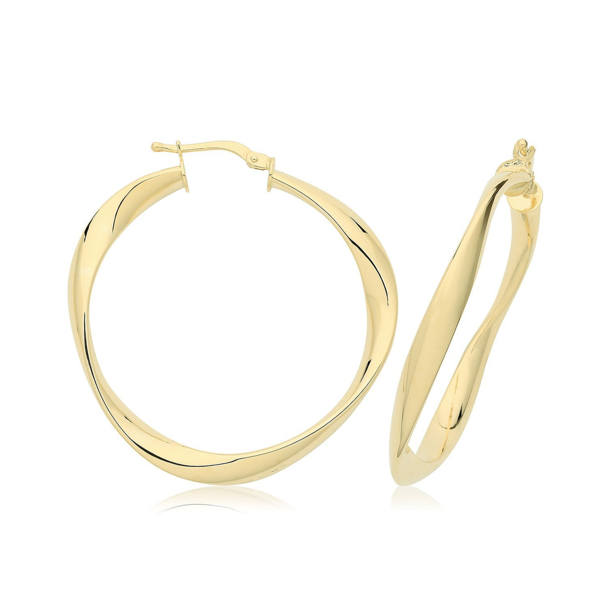9ct Yellow Gold Twist Hoop Earrings 375 Hallmarked 20mm - 30mm Diameter