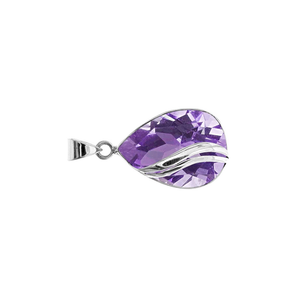 Large Teardrop  Amethyst Pendant Sterling Silver 925 Hallmark All Chain Lengths