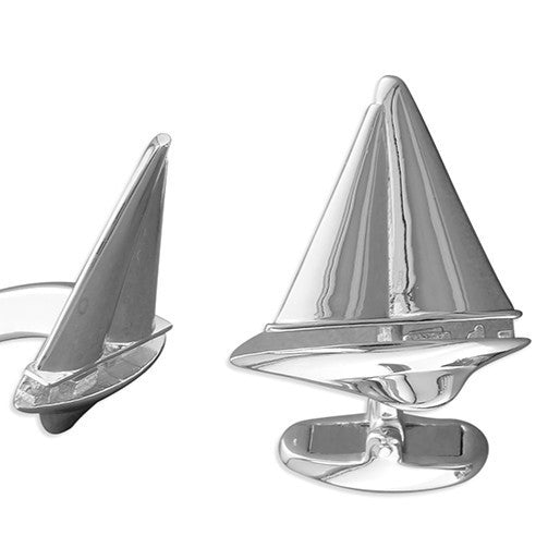 Solid Sterling Silver Yacht Cufflink Set Men's 925 Hallmarked British Made