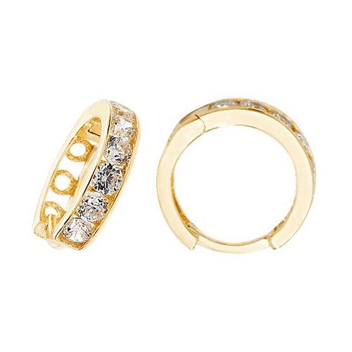 Mens 6 Stone Huggie Hoop Earring 9ct Yellow Gold 375 Hallmarked Brand New Boxed