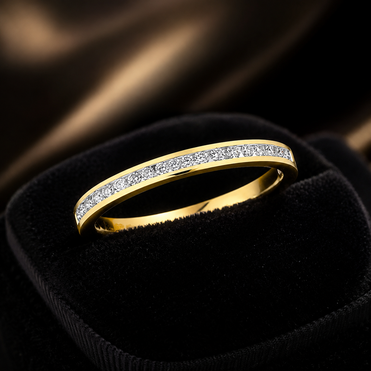 Channel Set Natural Diamond Eternity Ring 18ct Yellow Gold Hallmarked Sizes J-Q