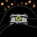 Peridot Tree Bark Spinner Ring Sterling Silver 925 Hallmarked Size K - T