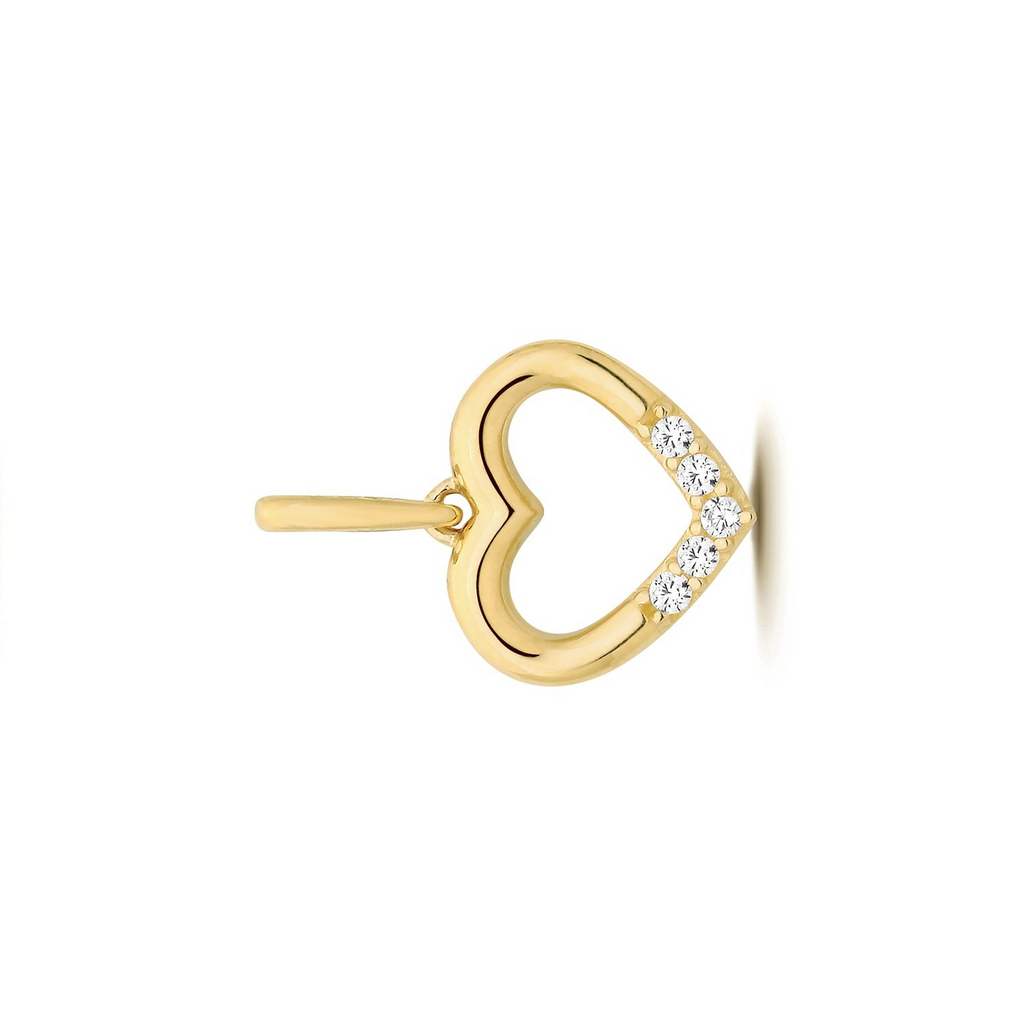 5 Stone Heart Yellow Gold Pendant 375 Hallmarked All Chain Lengths