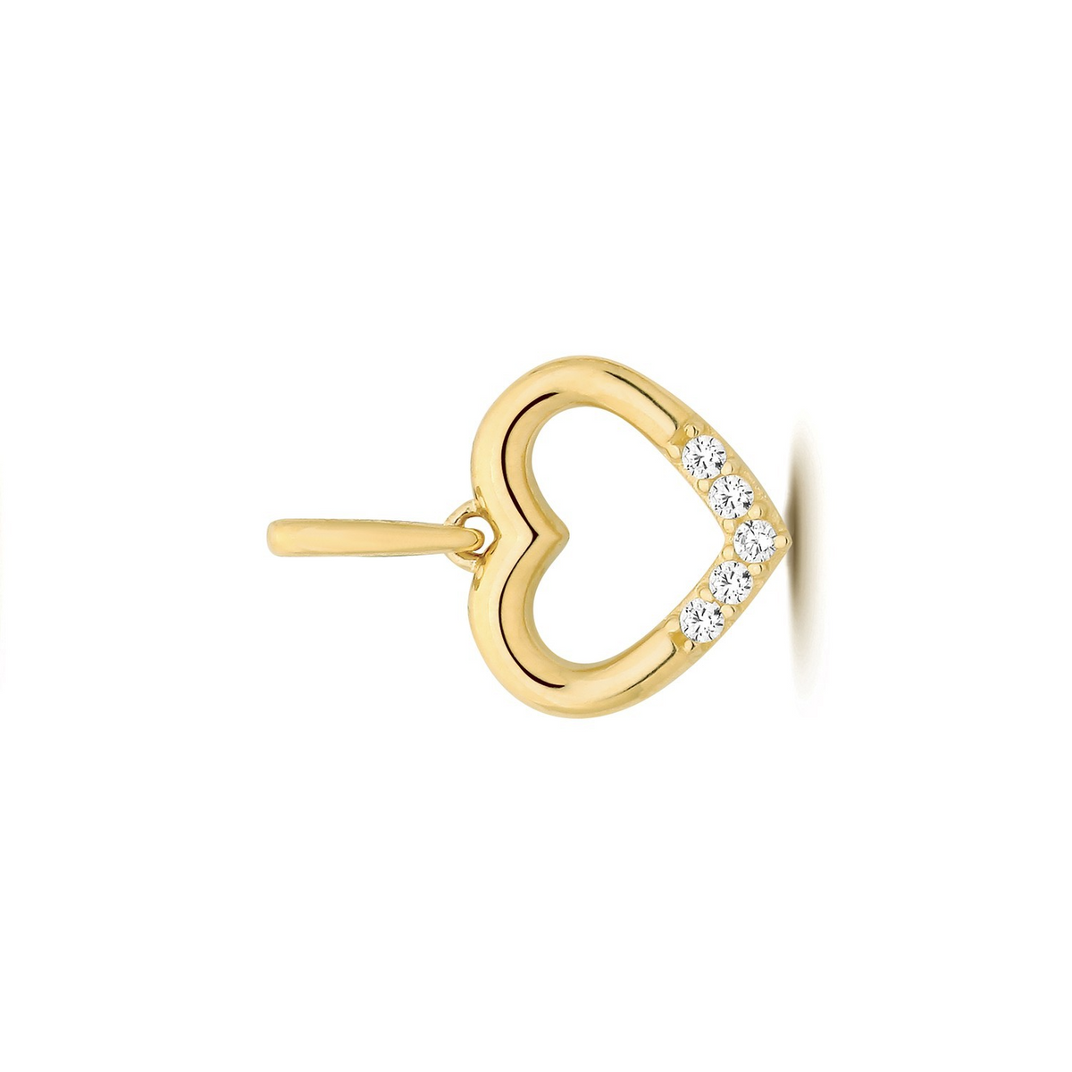 5 Stone Heart Yellow Gold Pendant 375 Hallmarked All Chain Lengths