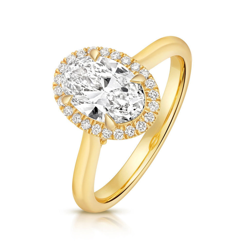 Oval Lab-Created Diamond Engagement Ring 18ct Yellow Gold Hallmarked Sizes J - Q