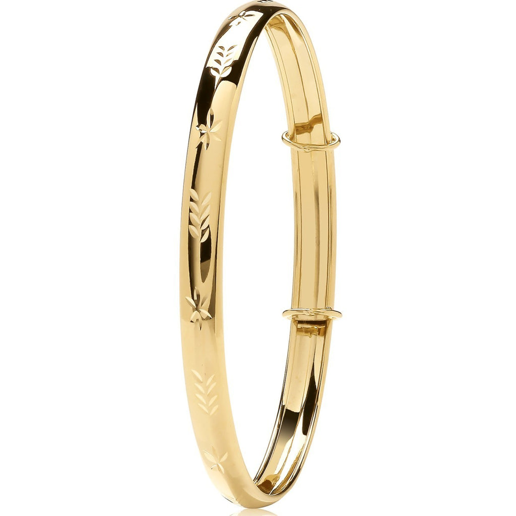9ct Yellow Gold Nature Expandable Bangle 375 Hallmarked British Made Brand New