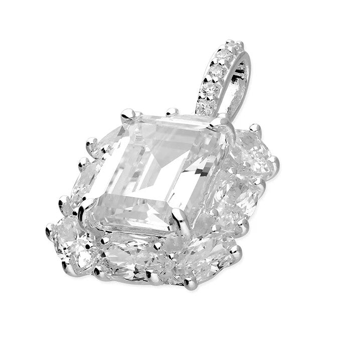 Empire Baguette Zircon Pendant Sterling Silver 925 Hallmarked All Chain Lengths