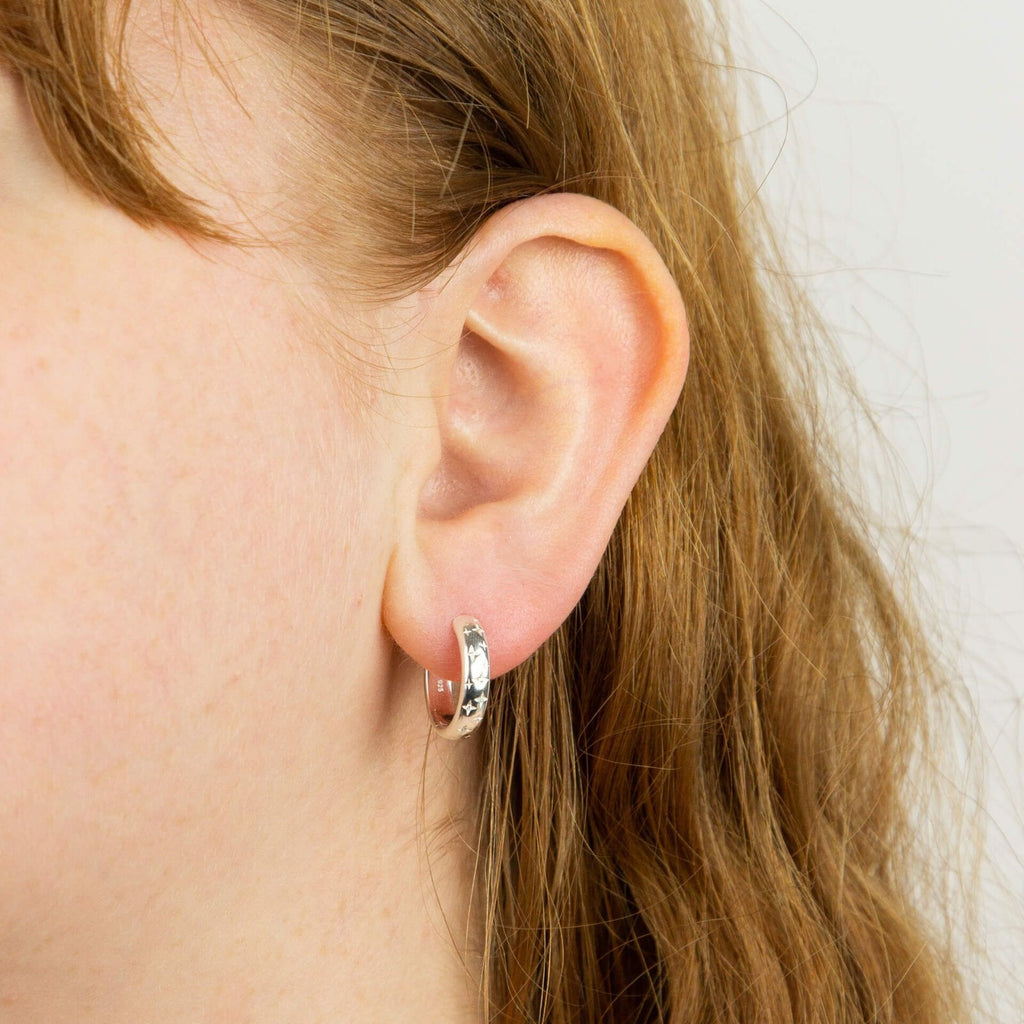 Starry Night Hoop Earrings Sterling Silver 925 Hallmarked Brand New Boxed